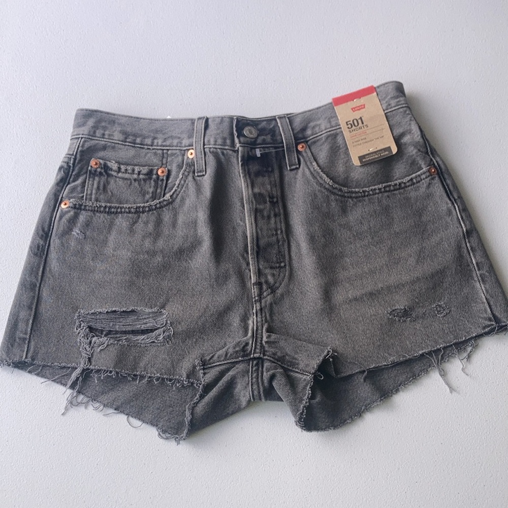 Levi’s distressed high rise 501 jean cotton denim short cutoff size 30 - Picture 7 of 17